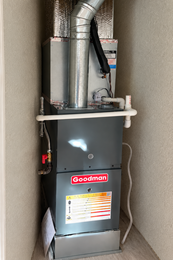 Residential furnace and heating system installed in a home